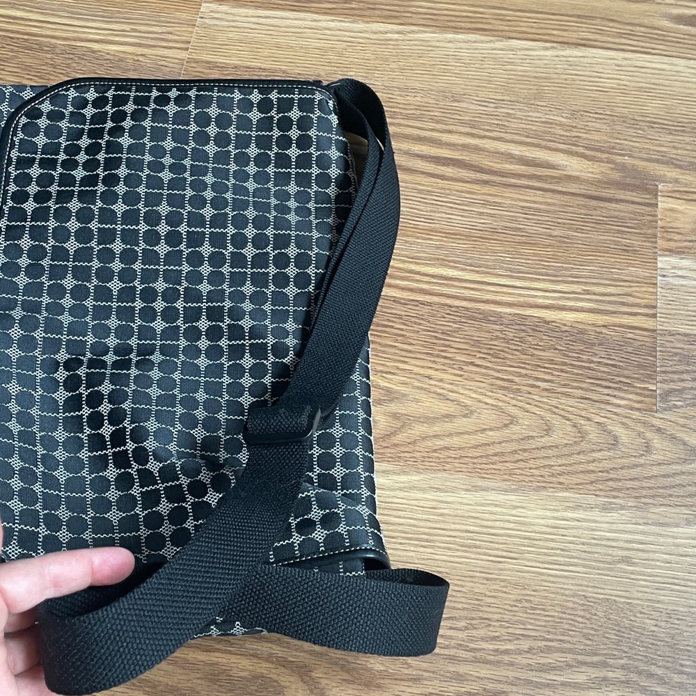 KATE SPADE Noel Jacquard Black/White Canvas Flap Messenger Crossbody Tote Bag - Picture 8 of 15